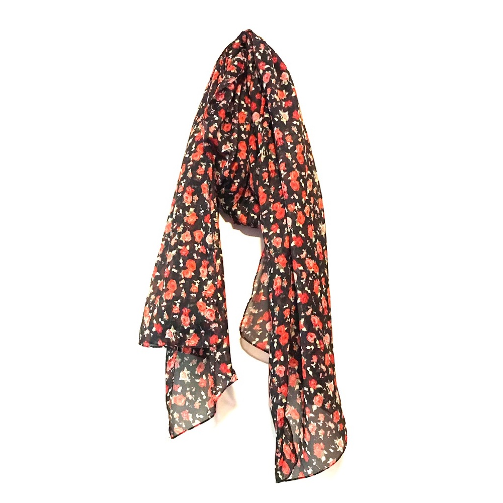 Roses floral lightweight  long scarf